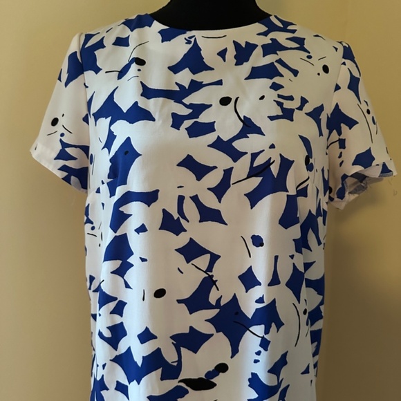 *H&M* Blue x White Short Sleeve Dress Size 10 - Picture 2 of 7